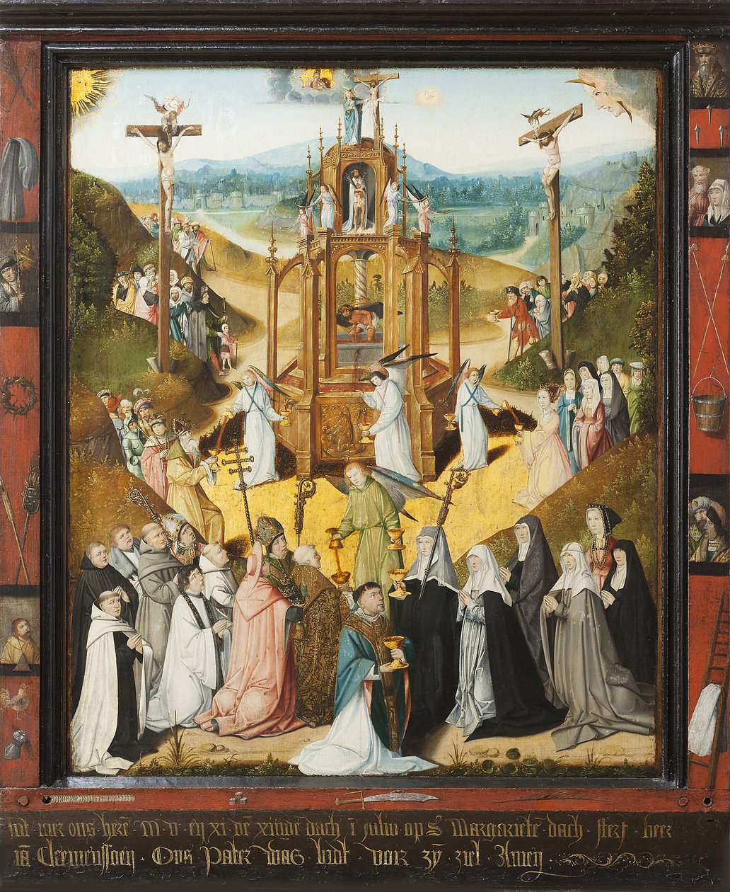 La fontaine de vie, epitaphe pour frere Clemenssoen - Livets fontæne. Epitafium for Fader Clemenssoen - Mester af Livsfontænen i Prag (aktiv mellem 1475 og 1525). Olie på træ af Master of the Fountain of Life