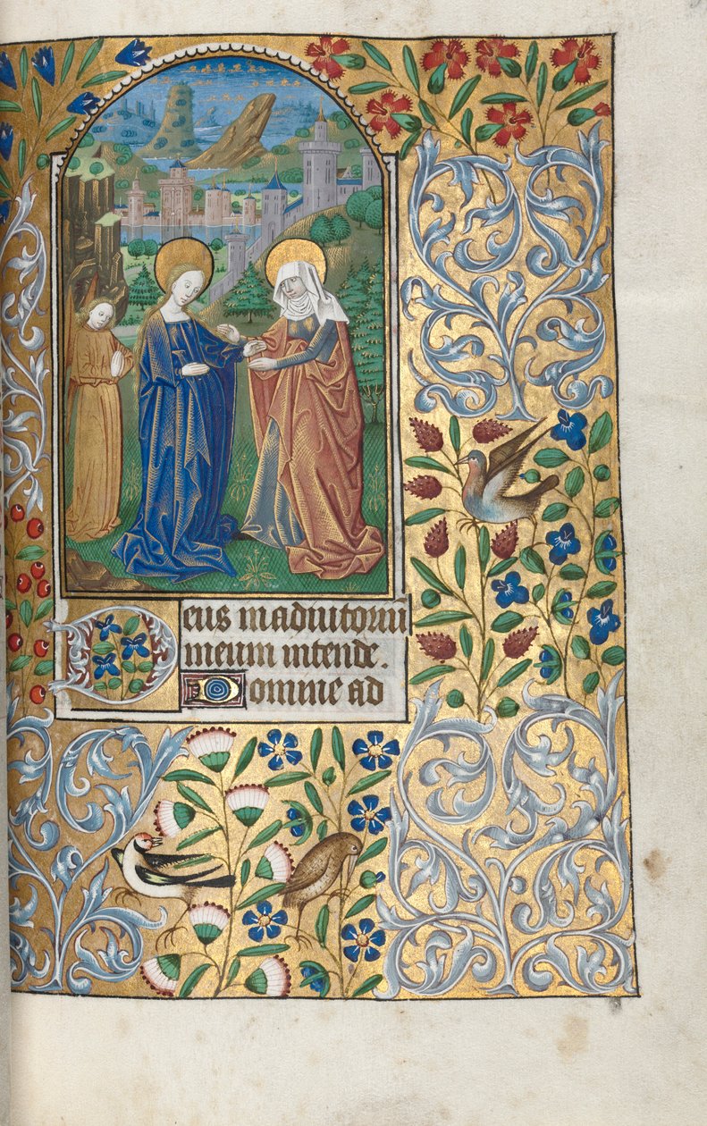 Timebog Brug af Rouen: fol. 39r, Besøget, ca. 1470. af Master of the Geneva Latini