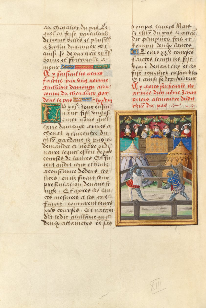 Jacques de Lalaing kæmper mod Esquire Jean Pitois ved overdragelsen af våben til Tårernes Kilde af Master of the Getty Lalaing