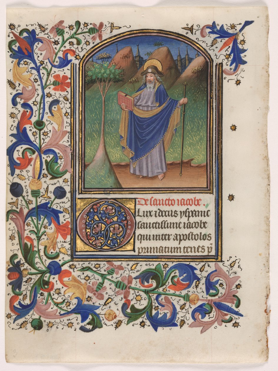 Blad fra en timebog: Sankt Jakob den større af Master of the Gold Scrolls