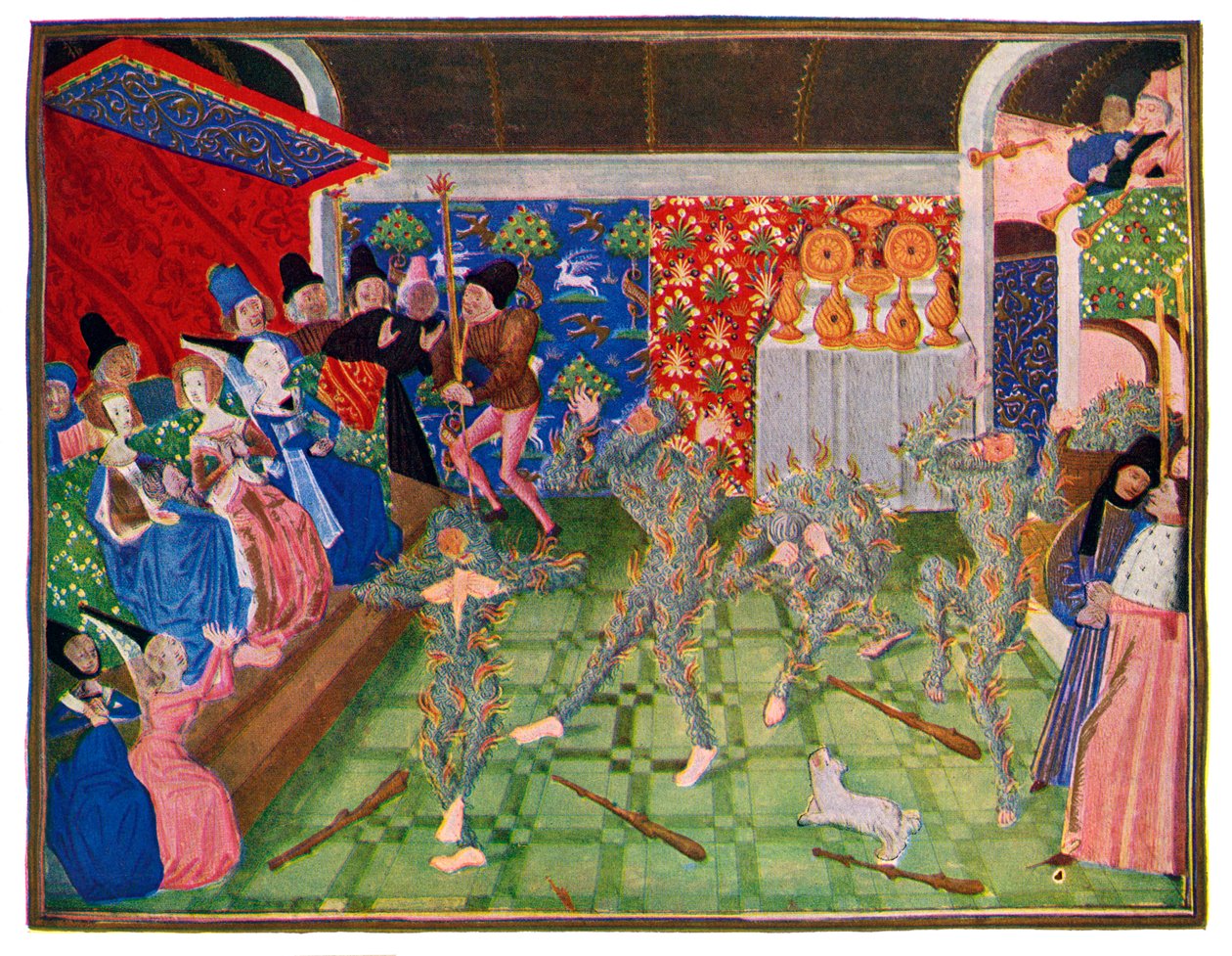 Maskerade ved det franske hof, 1393, 1470-1475. af Master of the Harley Froissart