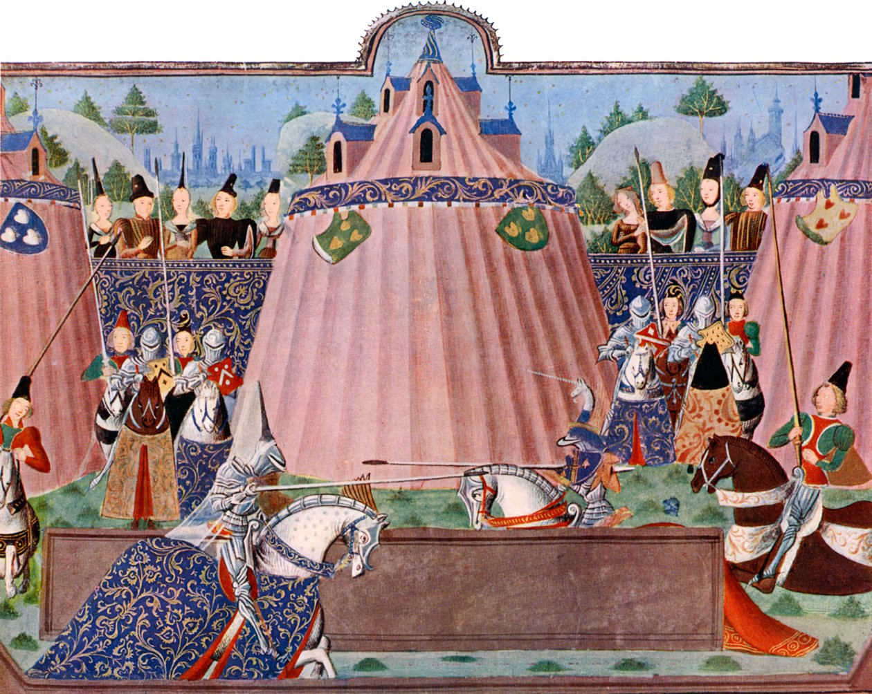 The Jousts of St Inglevert, Frankrig, 1470-1475, c1900-1920 af Master of the Harley Froissart