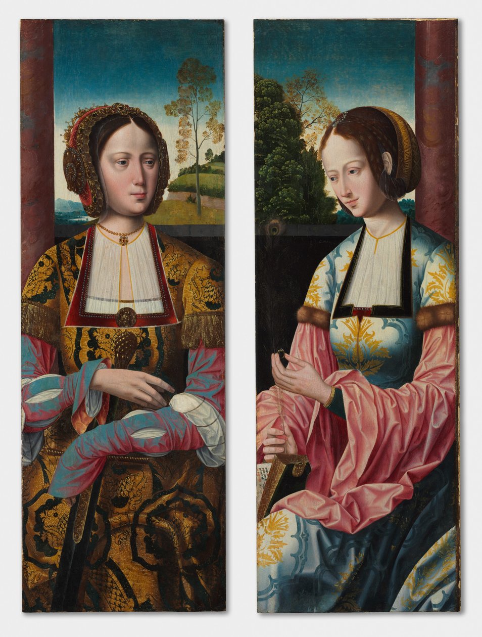Sankt Katharina og Sankt Barbara (par) af Master of the Holy Blood