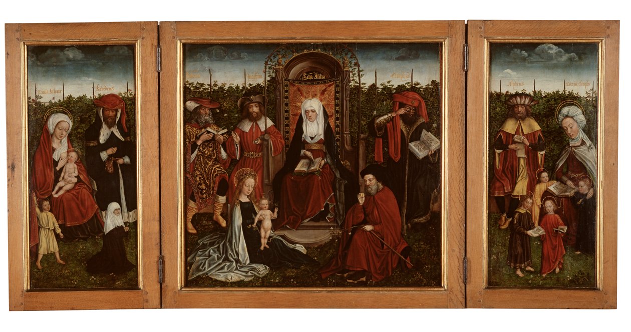 Poortakker Triptykon, ca. 1500-10 (olie på panel) af Master of the Holy Family of St. Anne