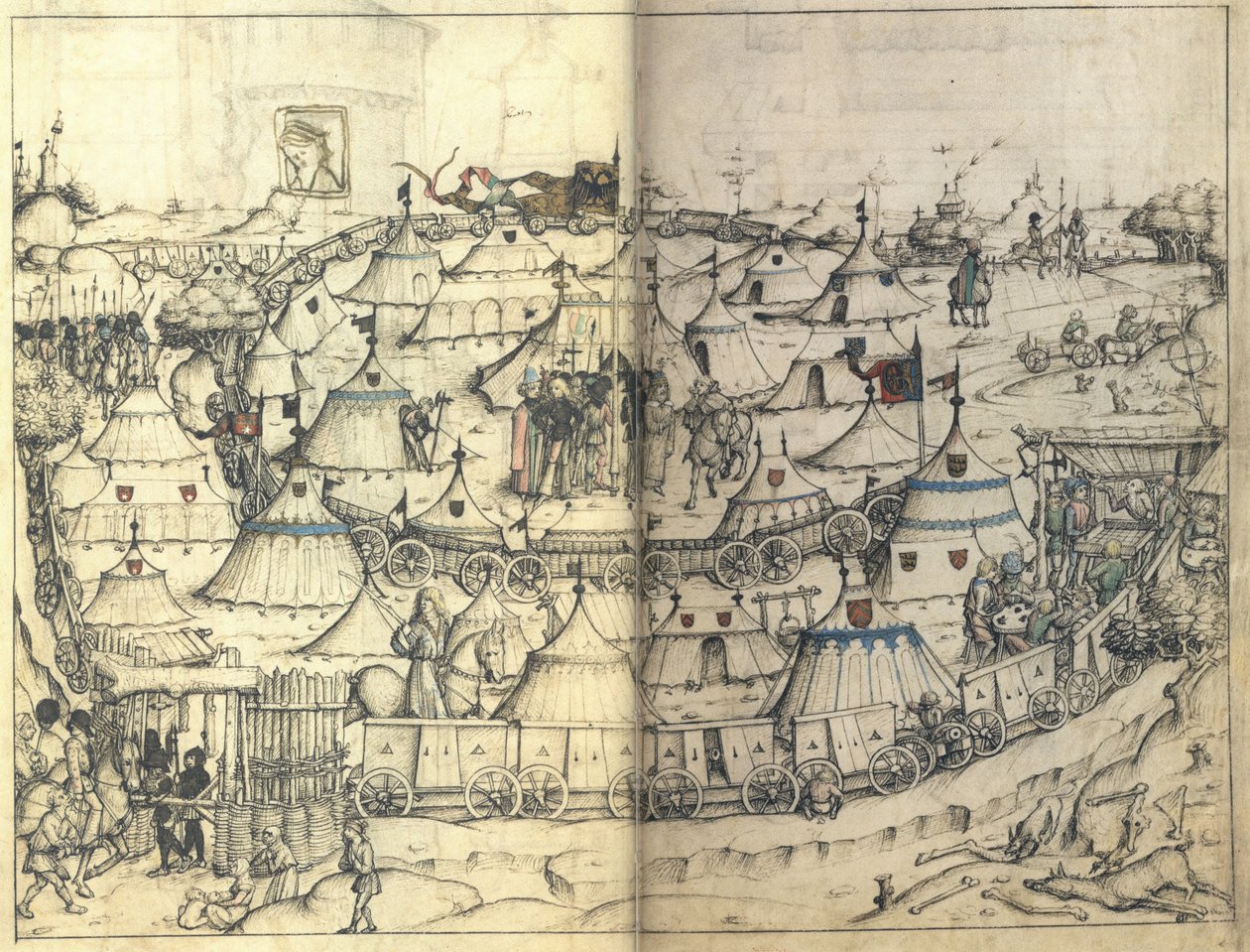 Wagon Fort fra den middelalderlige husbog af Wolfegg Castle, ca 1485 af Master of the Housebook of Wolfegg