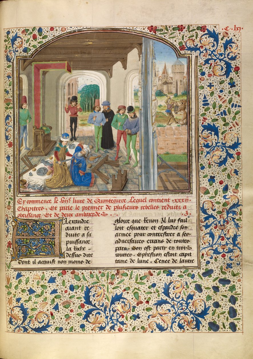 Alexander kæmper med en løve og dræber Clitus af Master of the Jardin de vertueuse consolation