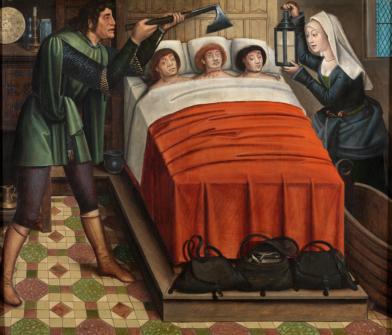 Den onde slagter, fra St. Nicholas altertavle, ca. 1486-93 (olie på panel) af Master of The Legend of St. Lucy