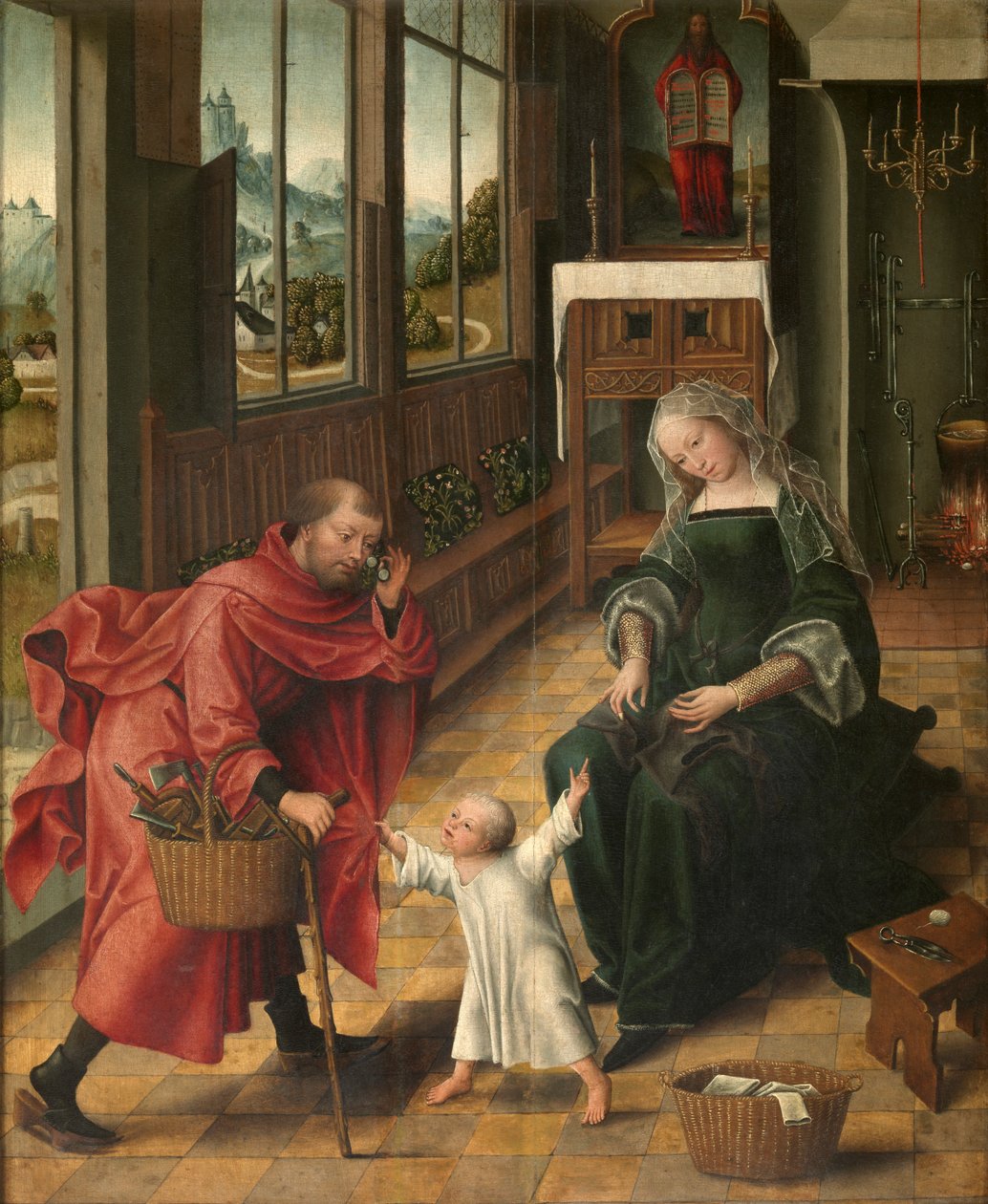Den hellige familie (olie på panel) af Master of the Legend of St. Madeleine