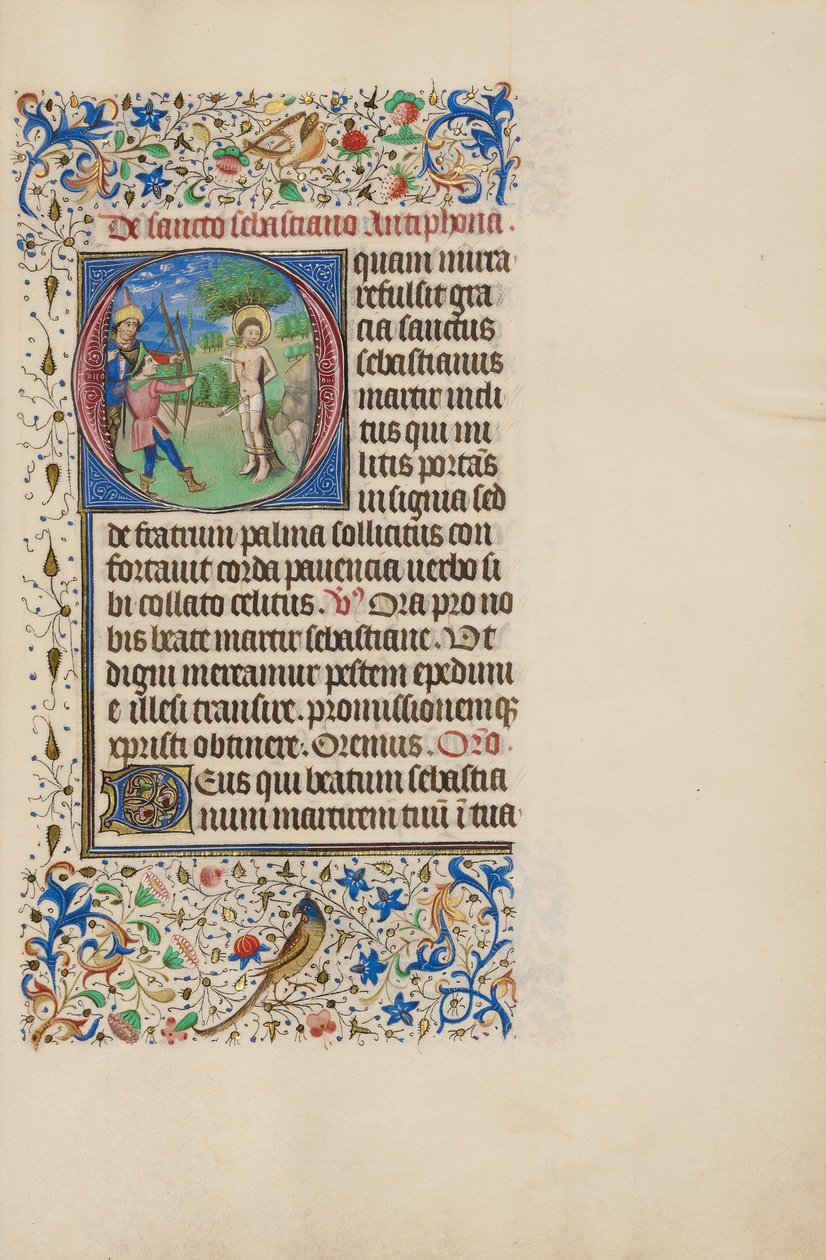 Indledende O: Sankt Sebastians martyrium af Master of the Llangattock Hours