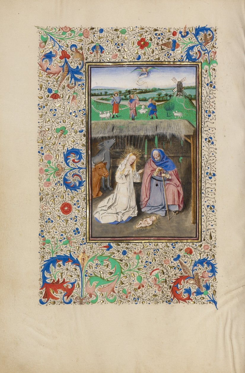 Fødslen og bebudelsen til hyrderne af Master of the Llangattock Hours