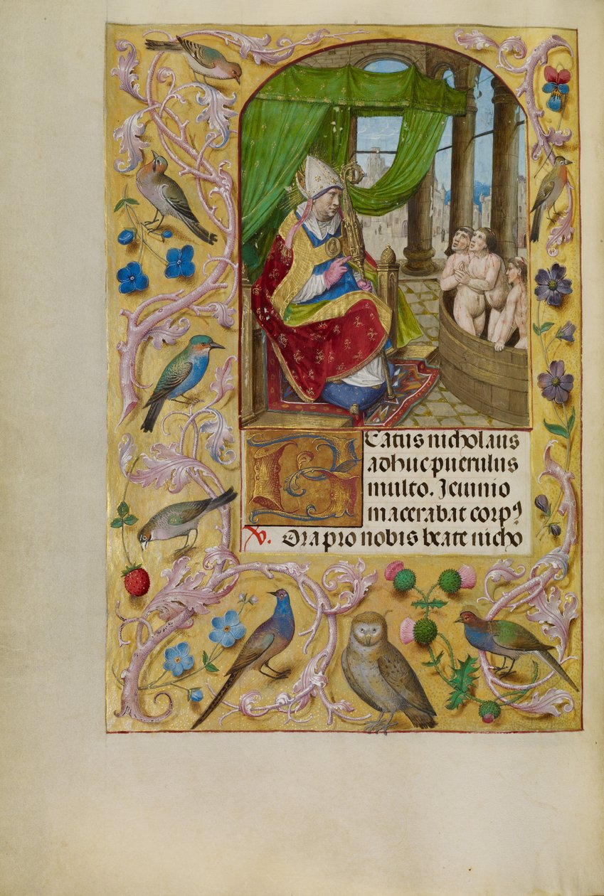 Sankt Nikolaus redder tre unge op af et badekar af Master of the Lübeck Bible