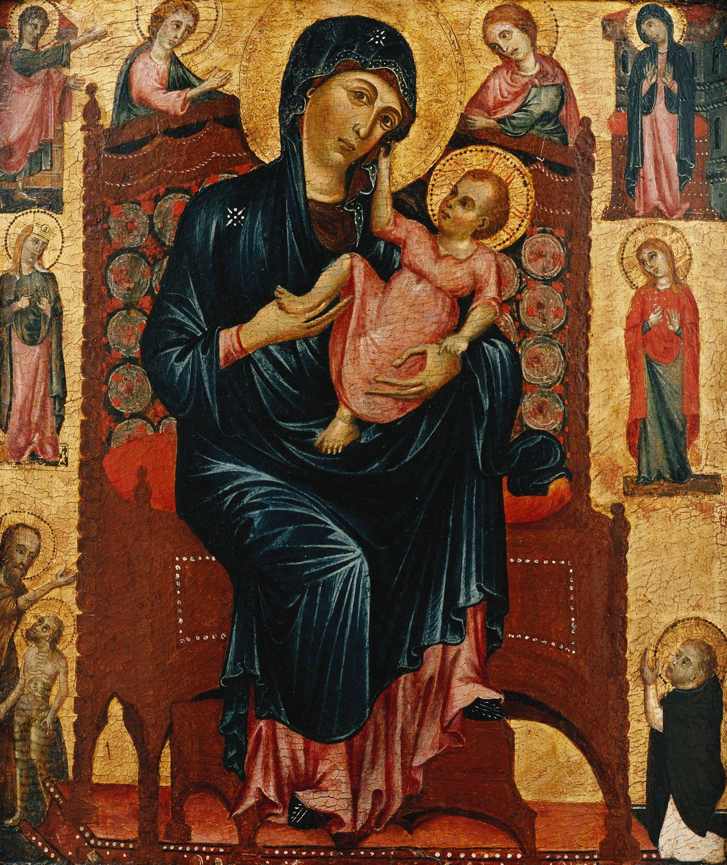 Madonnaen og Kristus troner med de hellige af Master of the Magdalen