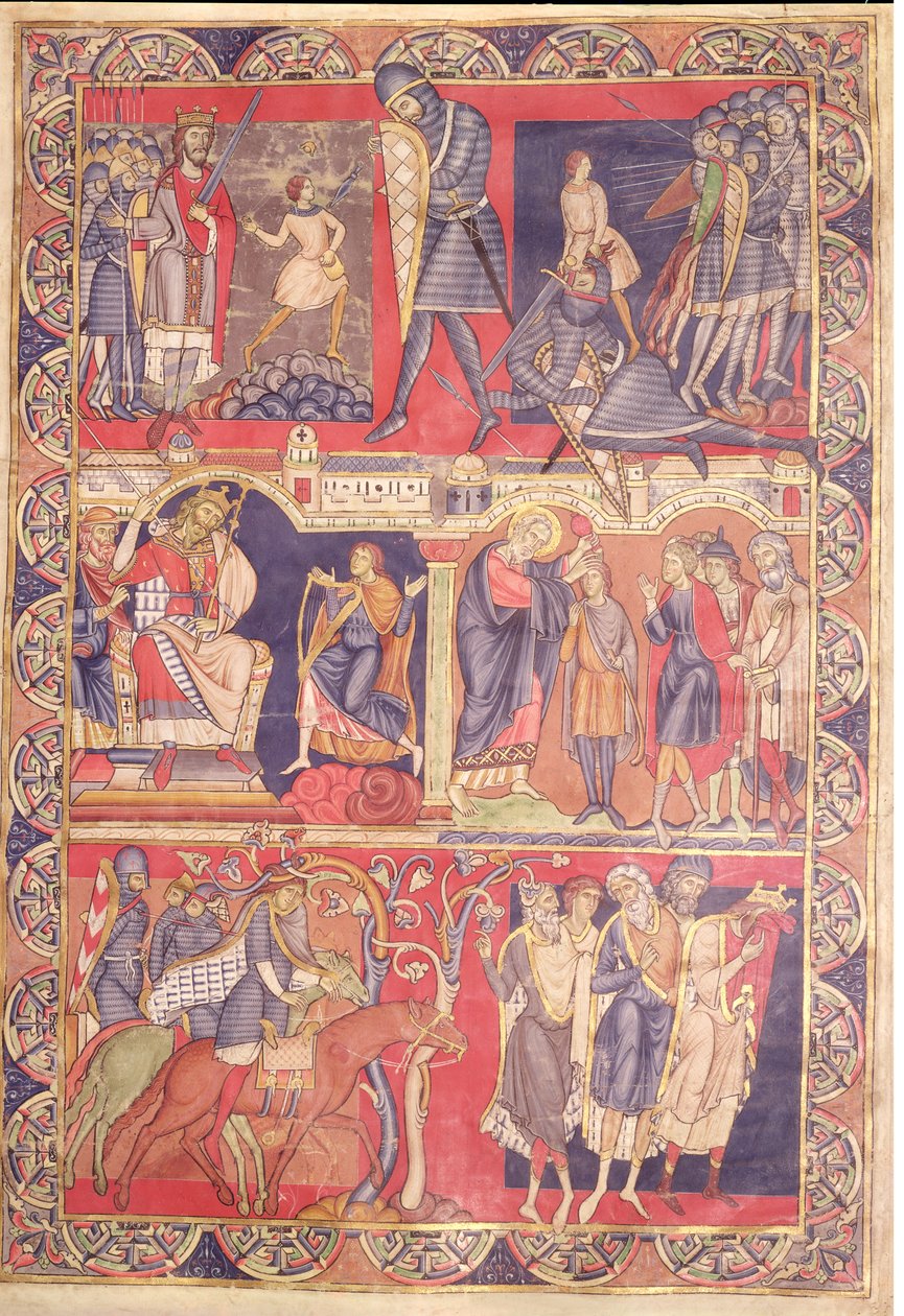 Scener fra Samuels, Sauls og Davids liv, fra Winchester Bible, 1160-80 af Master of the Morgan Leaf
