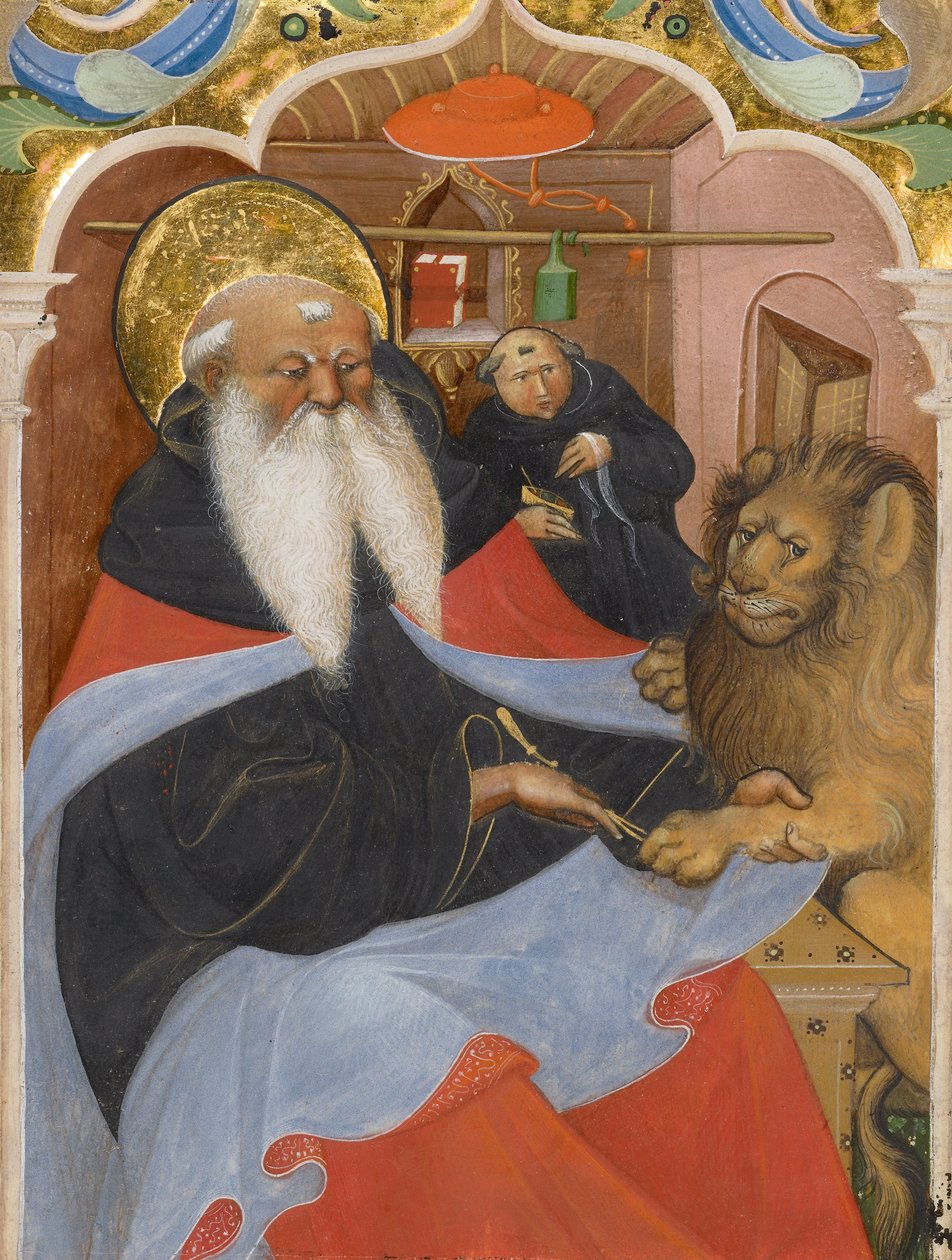 Saint Jerome udtrækker en torn fra en løvepote af Master of the Murano Gradual
