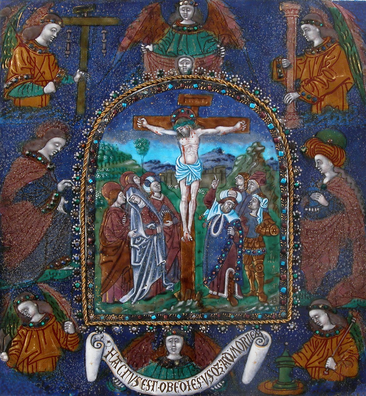 Plade med korsfæstelsen, fransk, 1500-tallet. af Master of the Orleans Triptych