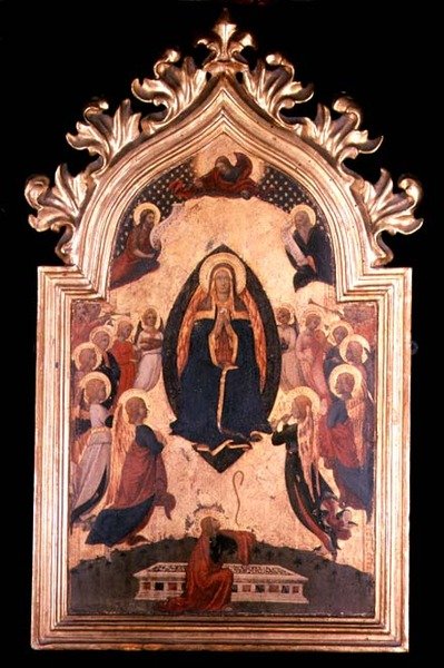 Madonna i en Mandorla med Music Making Angels af Master of the Osservanza