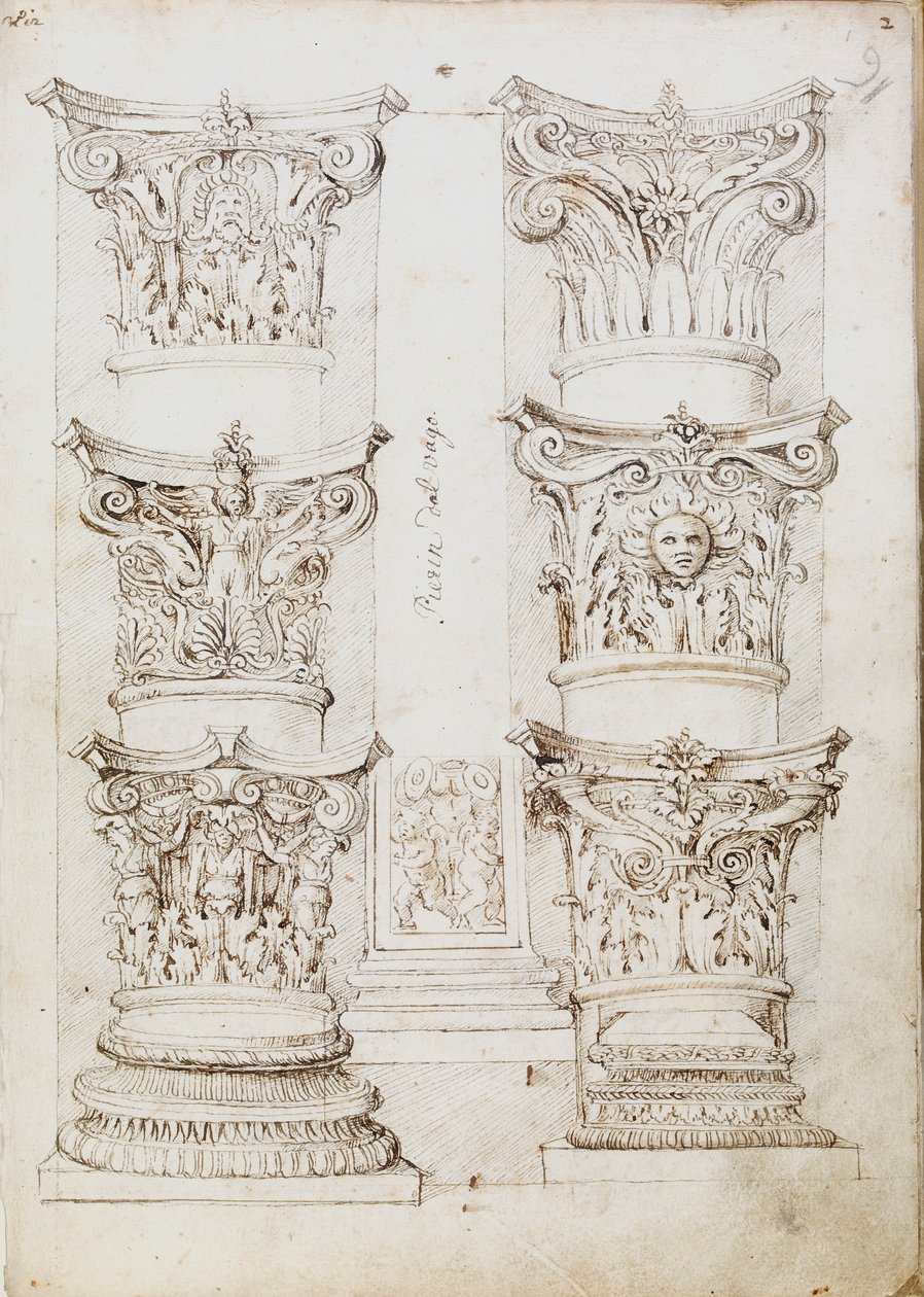 Seks versaler, en lesene og to søjlebaser, c1512-1517 af Master of the Oxford Album