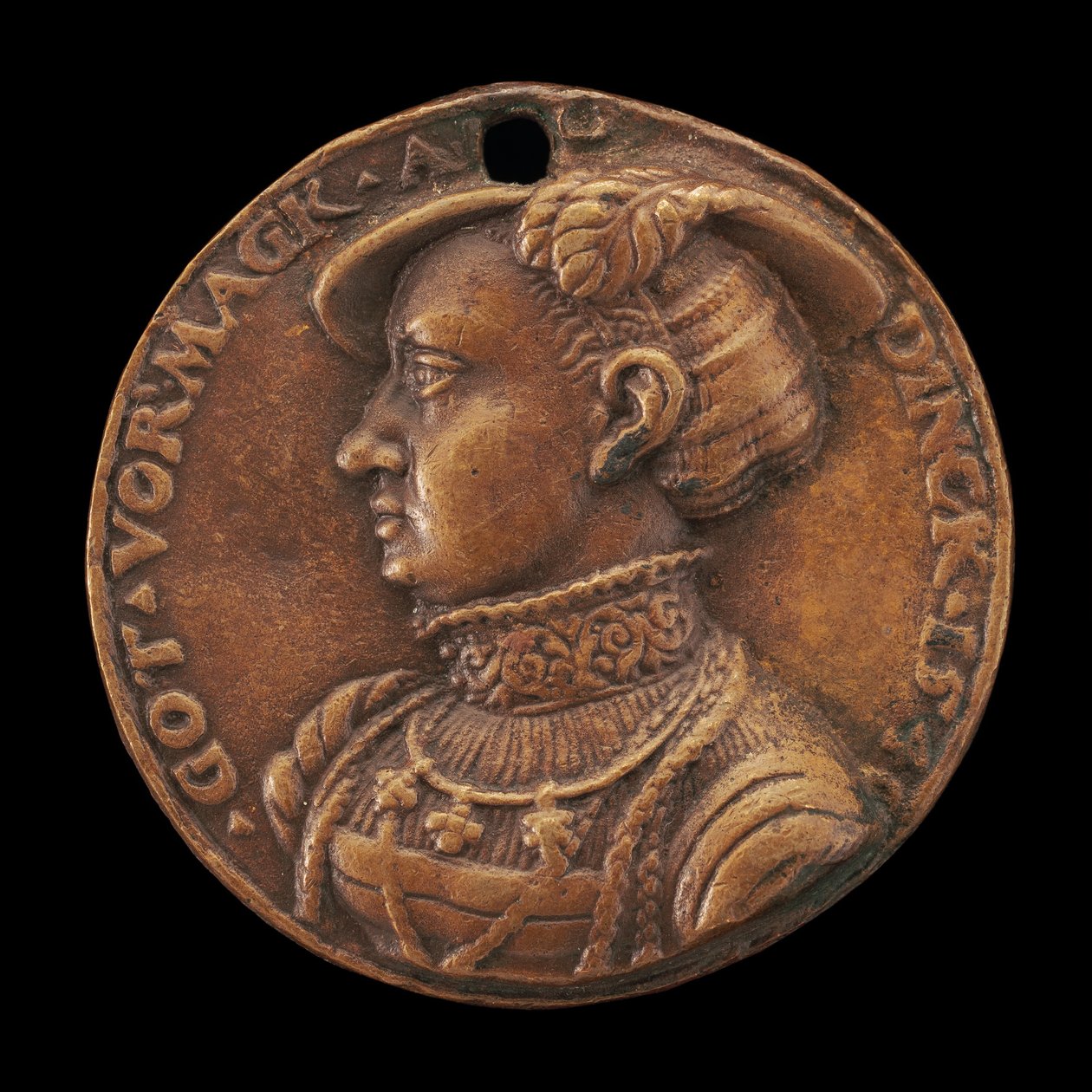 Emilia af Sachsen, 1516-1591, markgrevin af Brandenburg-Ansbach [forside], 1540. af Master of the Pistorius Medal