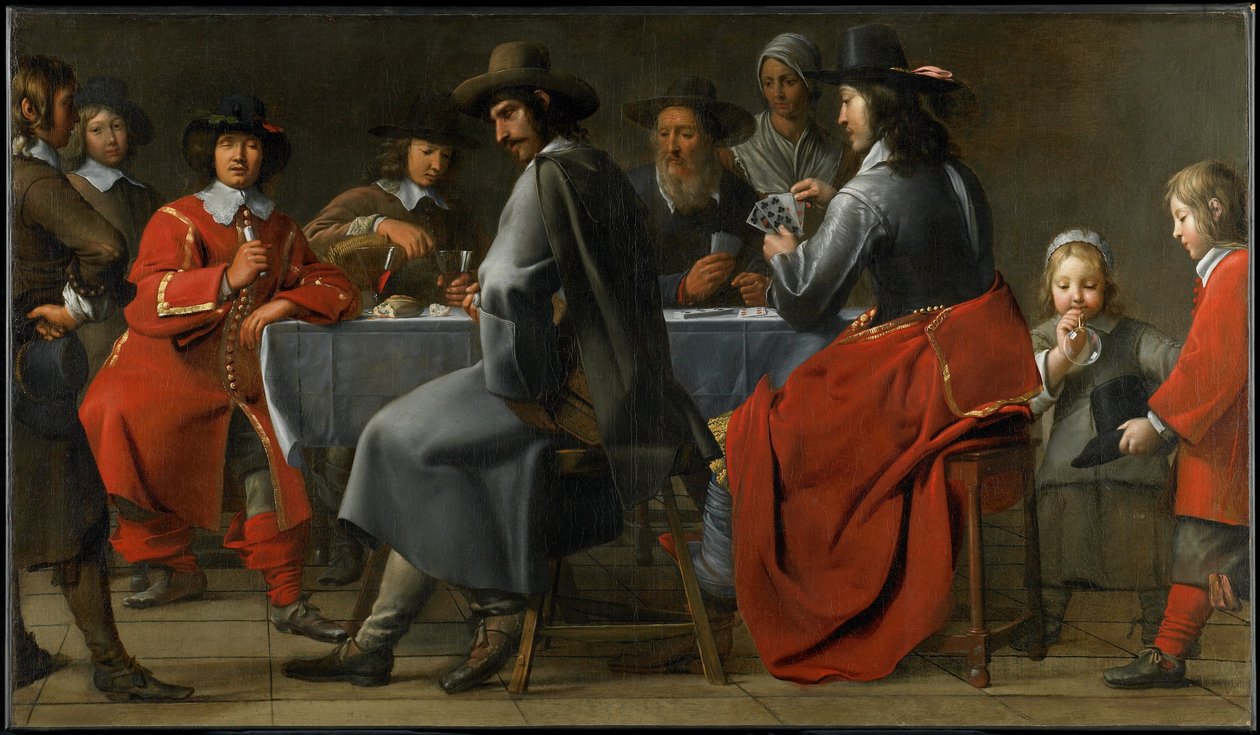 Indsamling af spillere med Hurdy-Gurdy-spiller, ca. 1660 af Master of the Processions