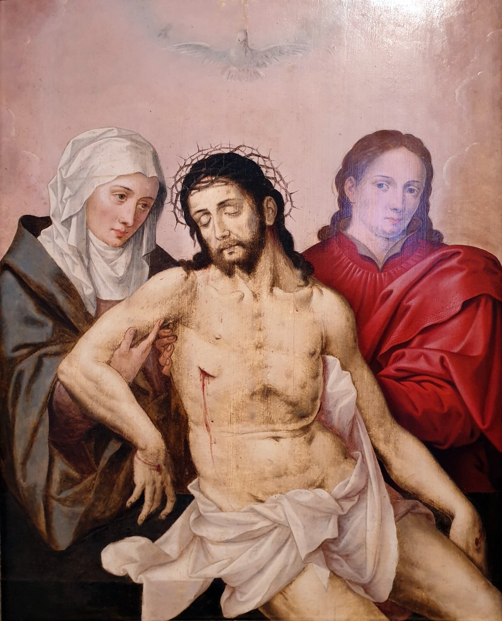 Jesu krop holdt af Maria og Johannes af Master of the Prodigal Son