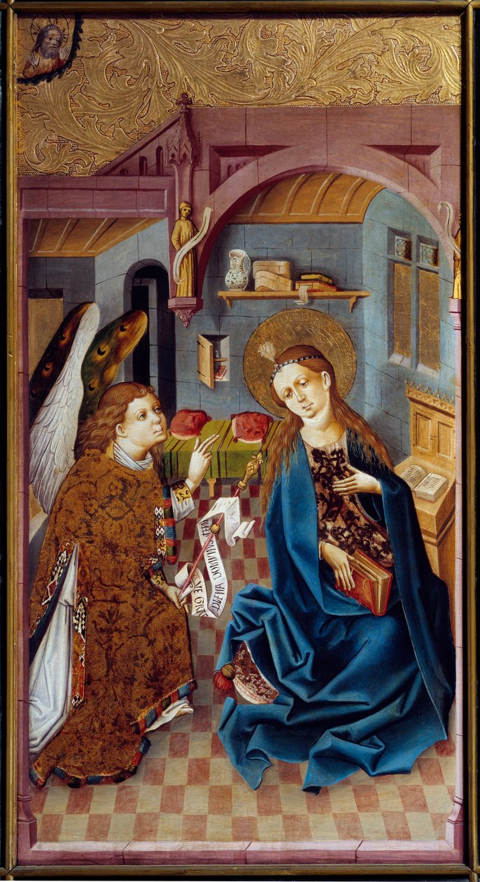 Bebudelsesmaleriet af Mesteren af den øvre Rhin (1400-tallet) 1460 Lyon, Musee des Beaux Arts af Master of the Rhine