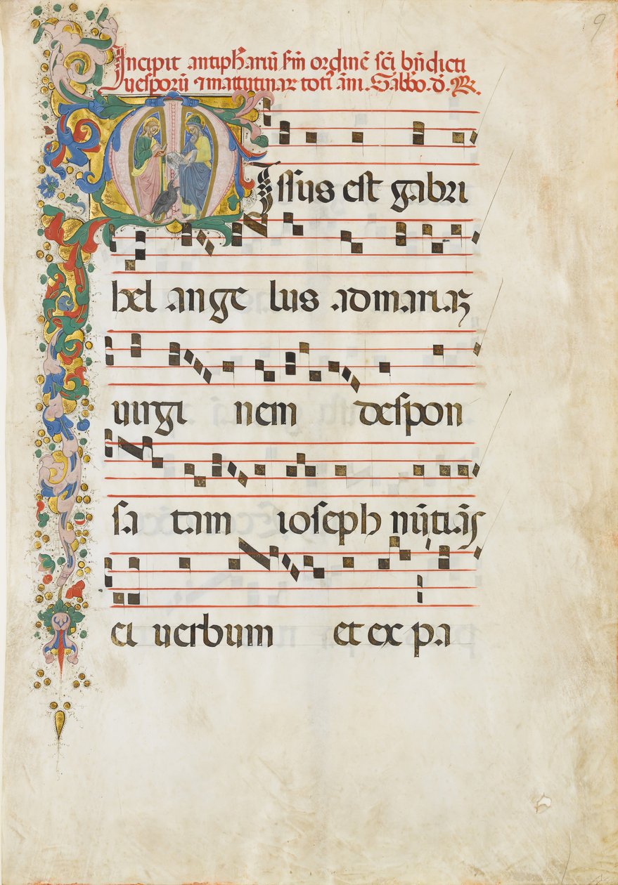 Manuskriptblad med Johannes Evangelisten og Johannes Døberen..., anden halvdel 15. årh. af Master of the Riccardiana Lactantius