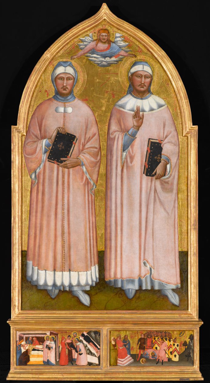 St. Cosmas og St. Damian, ca. 1370-1375 (tempera og bladguld på panel) af Master of the Rinuccini Chapel