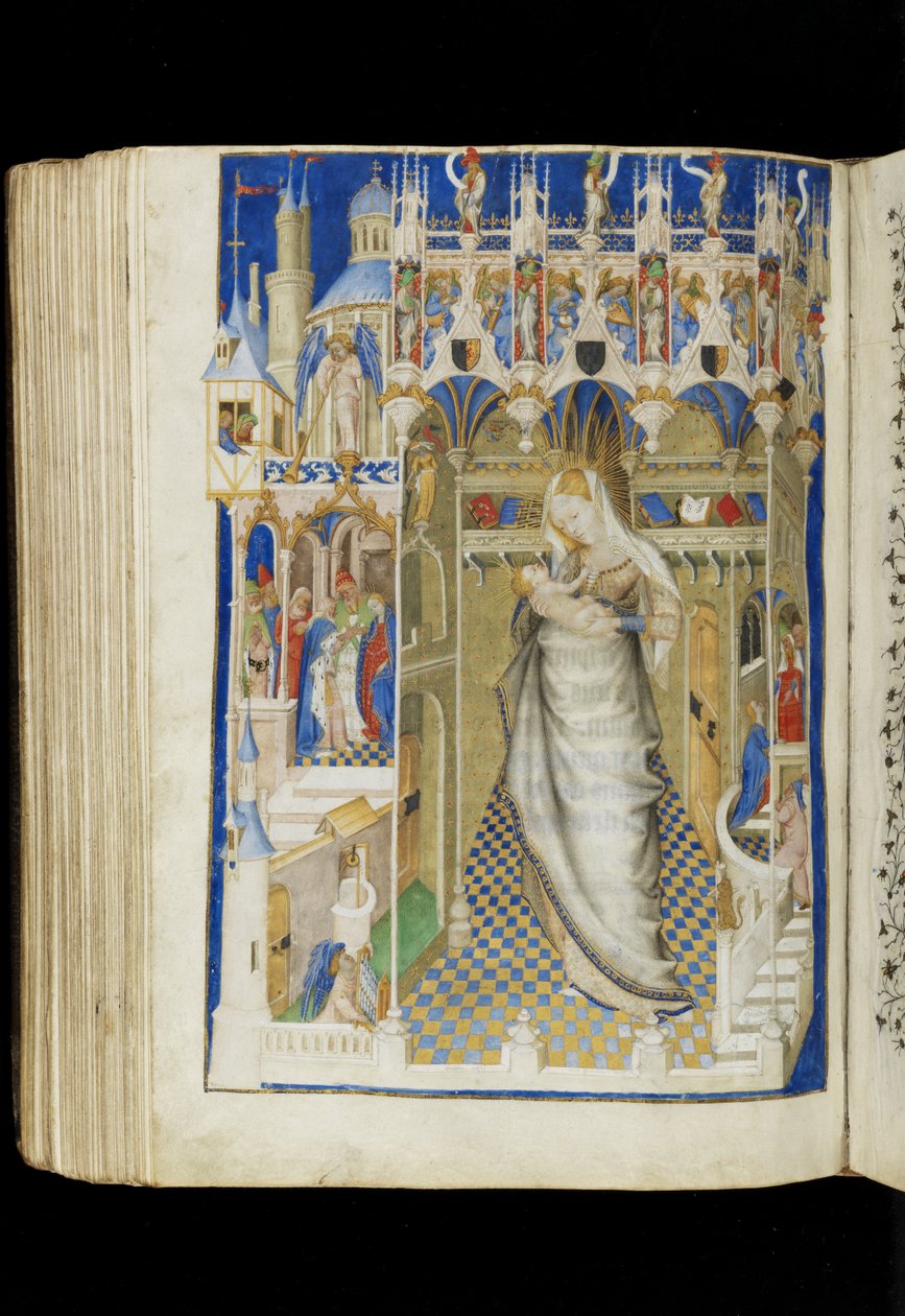 Ms 62 f.141v, Madonna og barn, fra en timebog, fransk, ca. 1445-50 af Master of the Rohan Hours