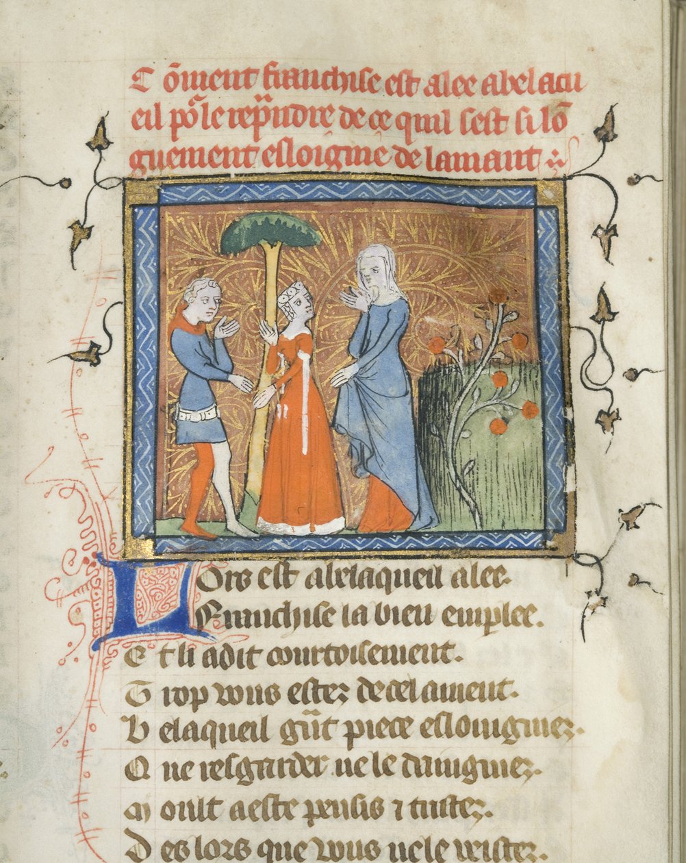 Miniature fra et manuskript af Roman de la Rose af Guillaume de Lorris og Jean de Meun, ca 1365 af Master of the Rose novels