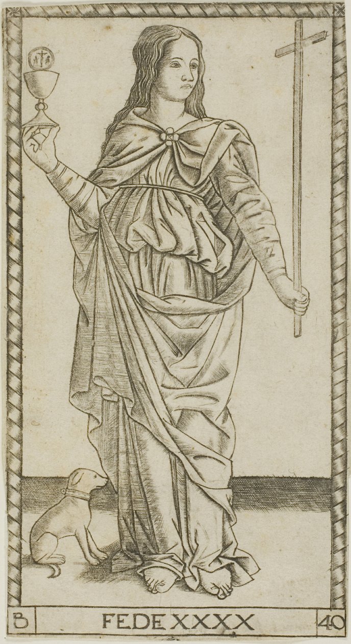 Faith, plade 40 fra Genii and Virtues af Master of the S Series Tarocchi