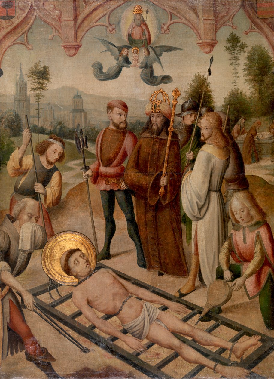 Saint Lawrences martyrium af Master of the Saint Ursula Legend