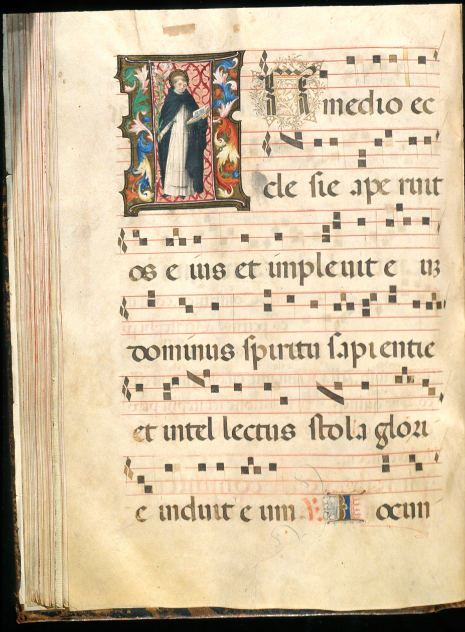 Folio fra et gradvist sent 1400-tal (blæk, tempera og bladguld på pergament) af Master of the Saluces Hours (attr. to)