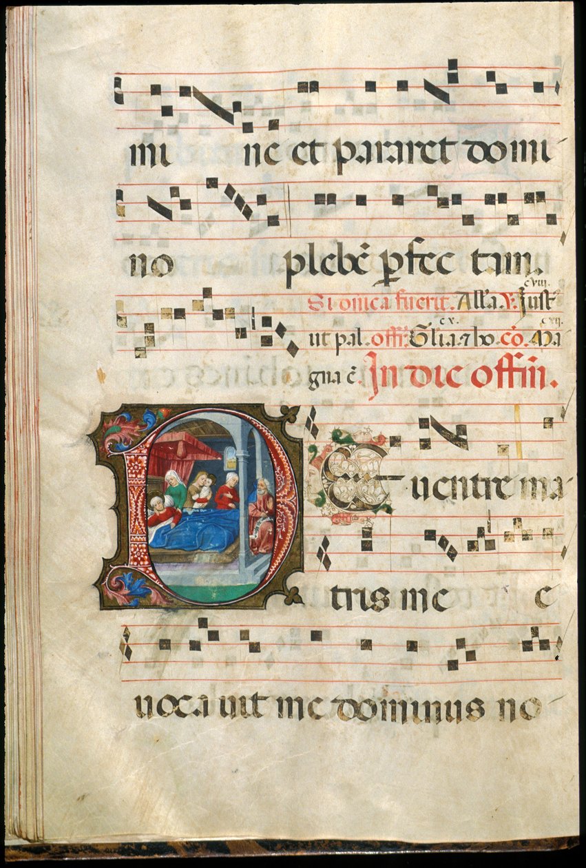 Folio fra et gradvist sent 15. århundrede (blæk, tempera og bladguld på pergament) af Master of the Saluces Hours (attr. to)
