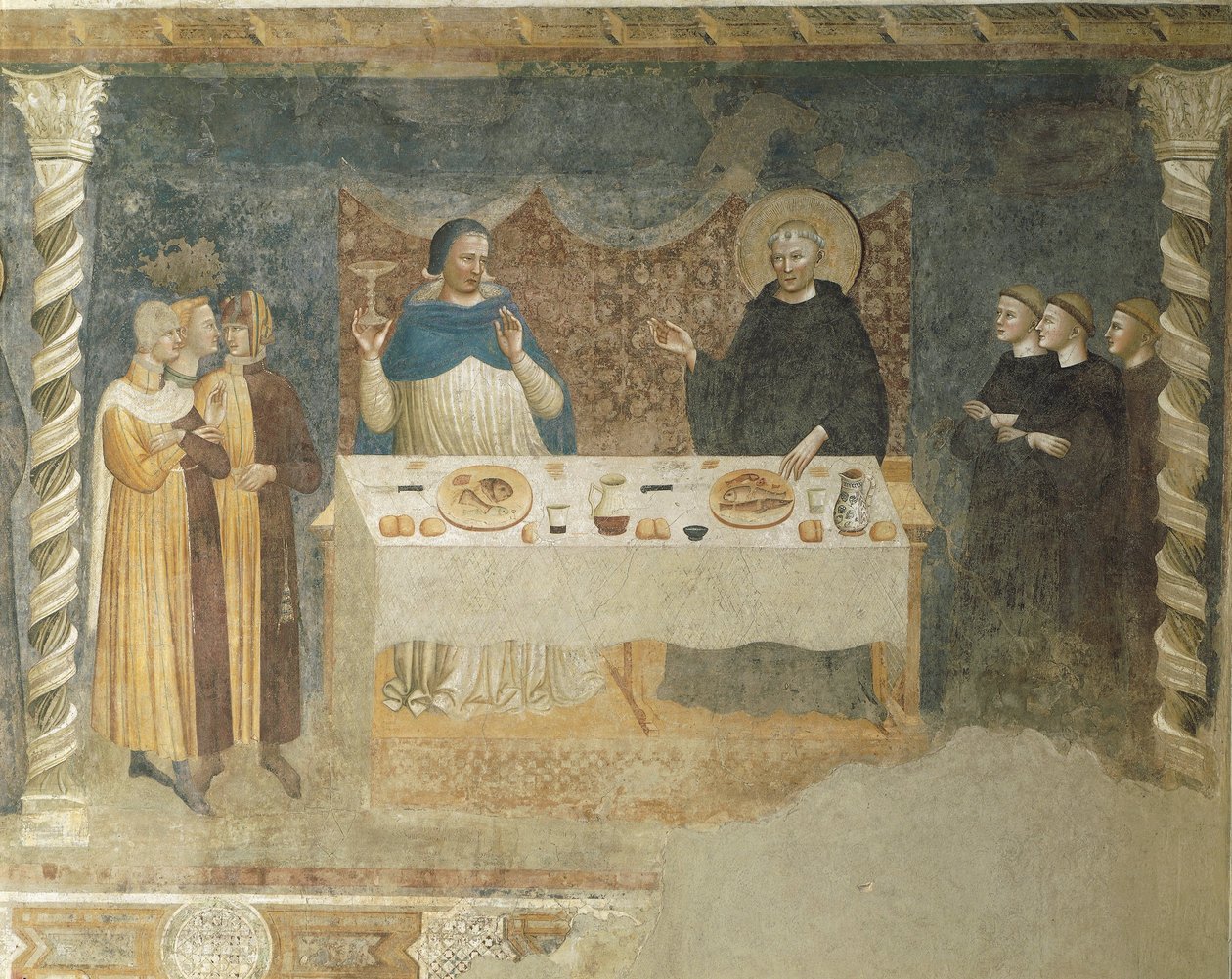 Miraklet af Sankt Guido af Arezzo, fresko, refektoriet, Sankt Maria af Pomposa kloster, Emilia-Romagna af Master of the School of Rimini