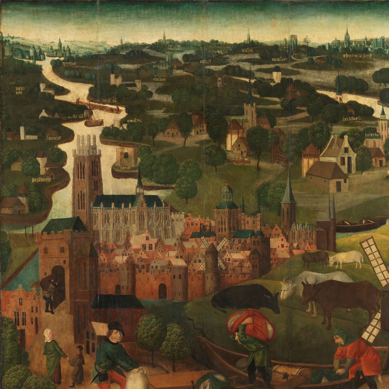 Sankt Elizabeths dag-flod Udvendig venstre fløj af en altertavle med Sankt Elisabeth-floden, 18.-19. november 1421, med byen Dordrecht i baggrunden af Master of the St Elizabeth Panels