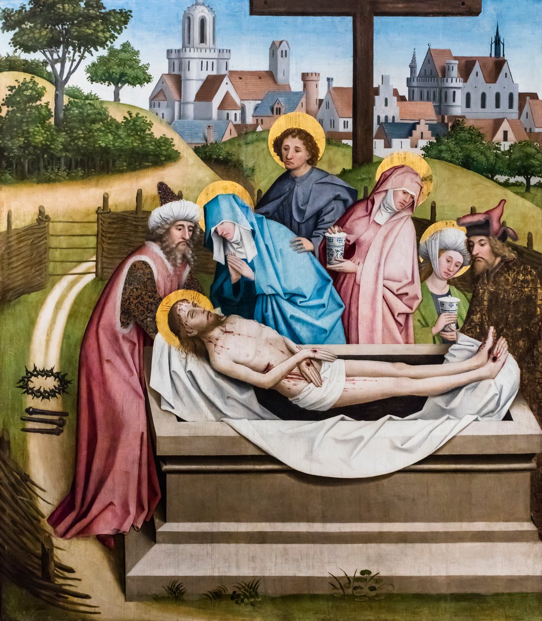 Kristi gravlæggelse, ca. 1450/55 (Tempera og olie på grantræ) af Master of the Sterzing Altarpiece