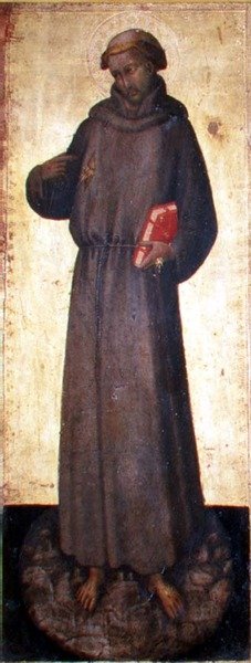 St. Francis (tempera på panel) af Master of the Straus Madonna