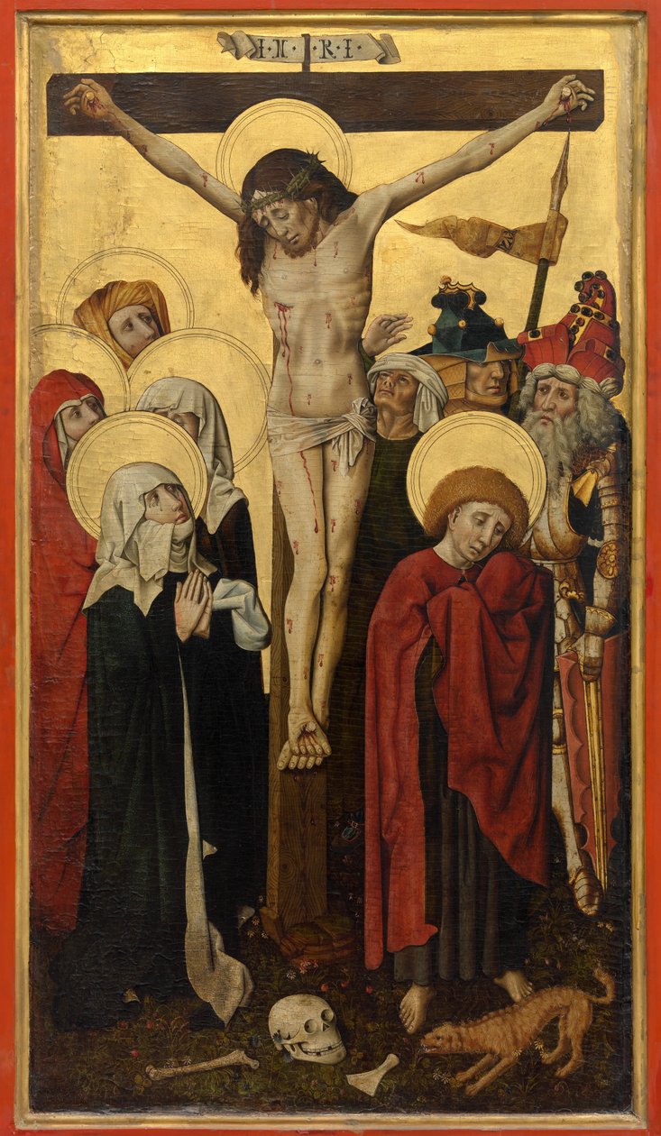 Korsfæstelsen (tempera og olie på lærred) af Master of the Straus Madonna