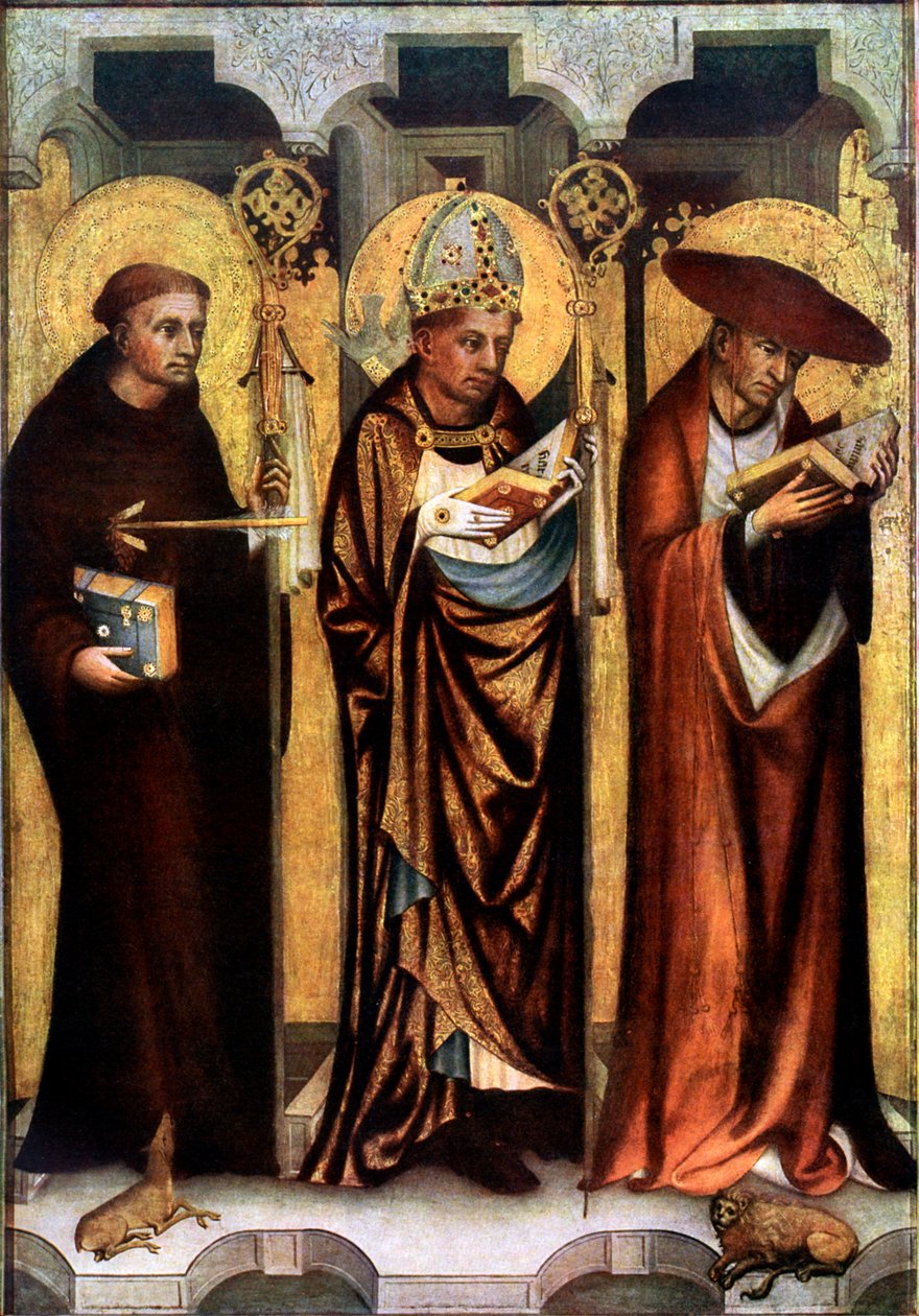 St Giles, St. Gregory og St. Jerome, c1380 1955. af Master of the Trebon Altarpiece