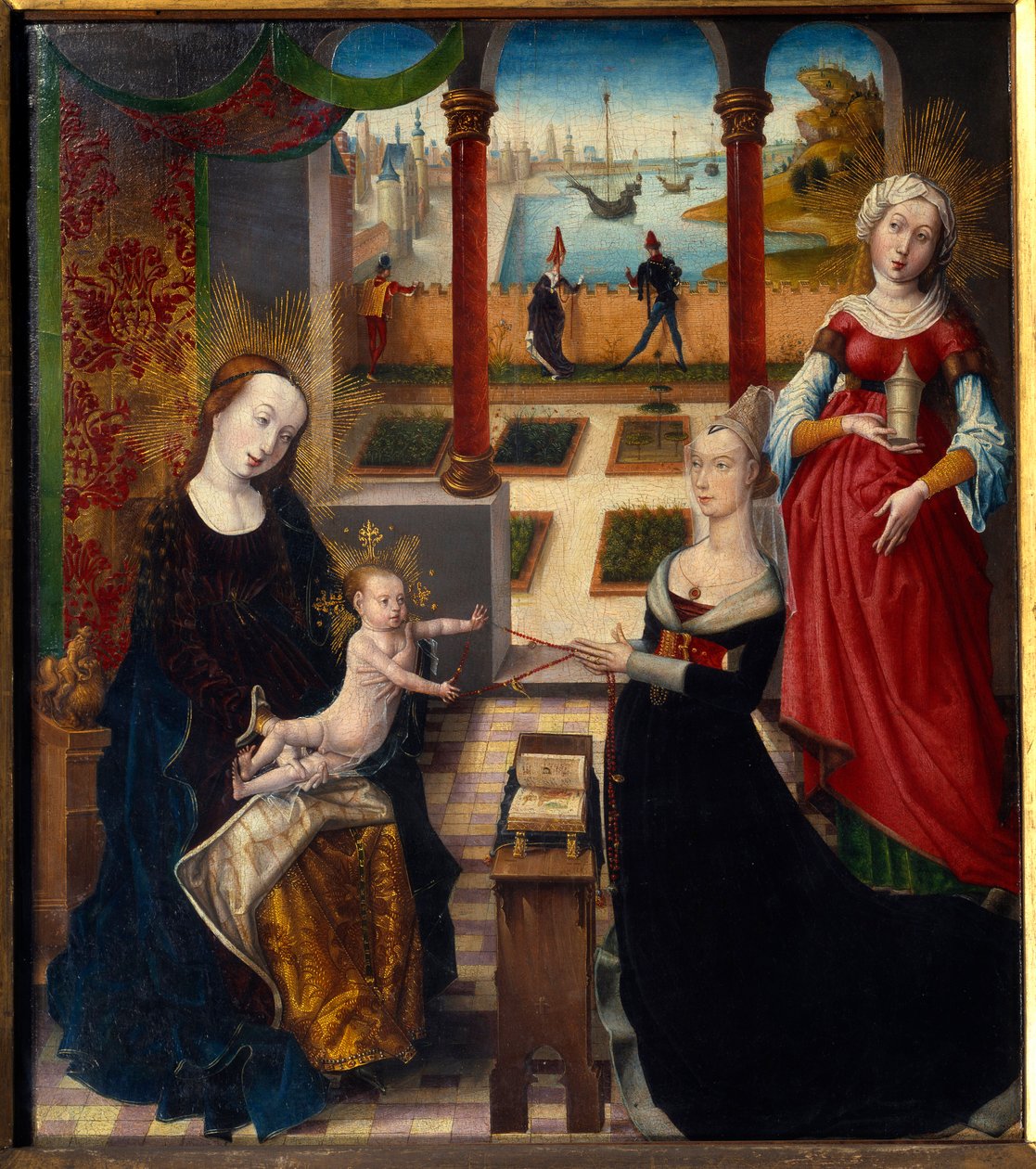 Jomfru og Sankt Maria Magdalena Maleri af Mesteren af Udsigten over Sainte-Gudule (1400-tallet) (ec.flam.) 1475 Liege Museum of Fine Arts af Master of the View of St. Gudule