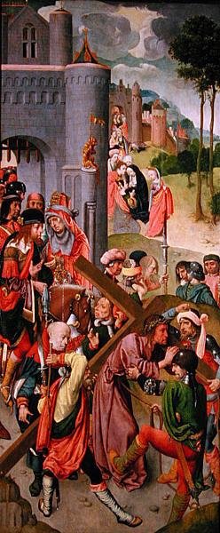 Kristus bærer korset, sidepanel fra en triptykon, ca. 1490