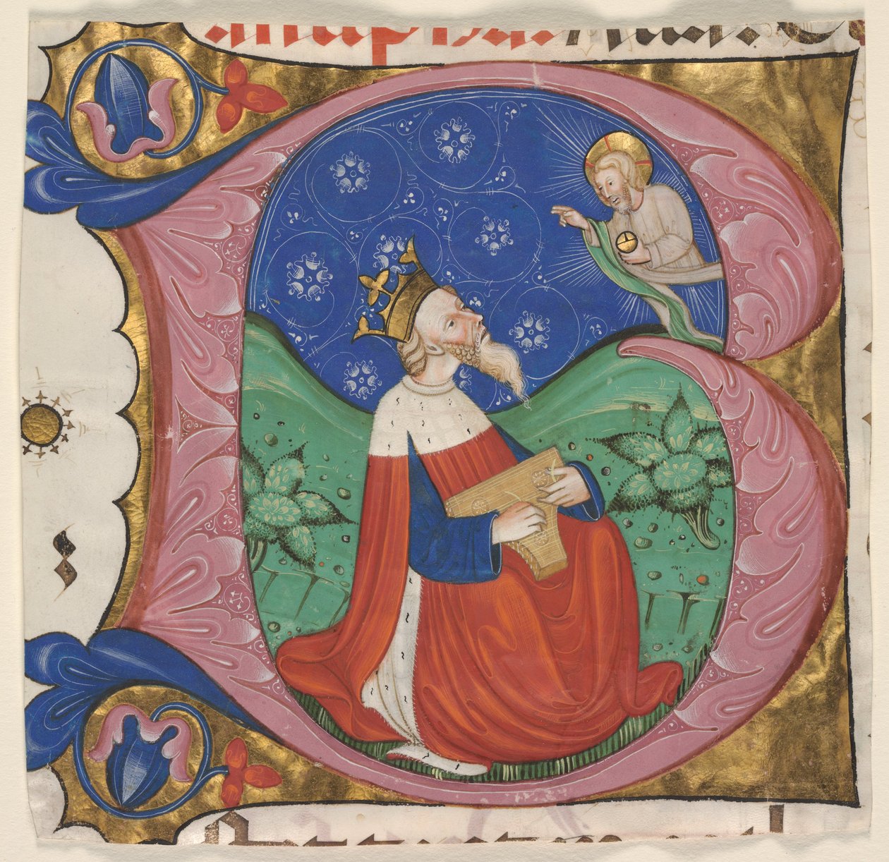 Initialet "B" (eatus Vir) fra et korpsalter, ca. 1430-50 (blæk, tempera og bladguld på pergament) af Master of the Vitae Imperatorum