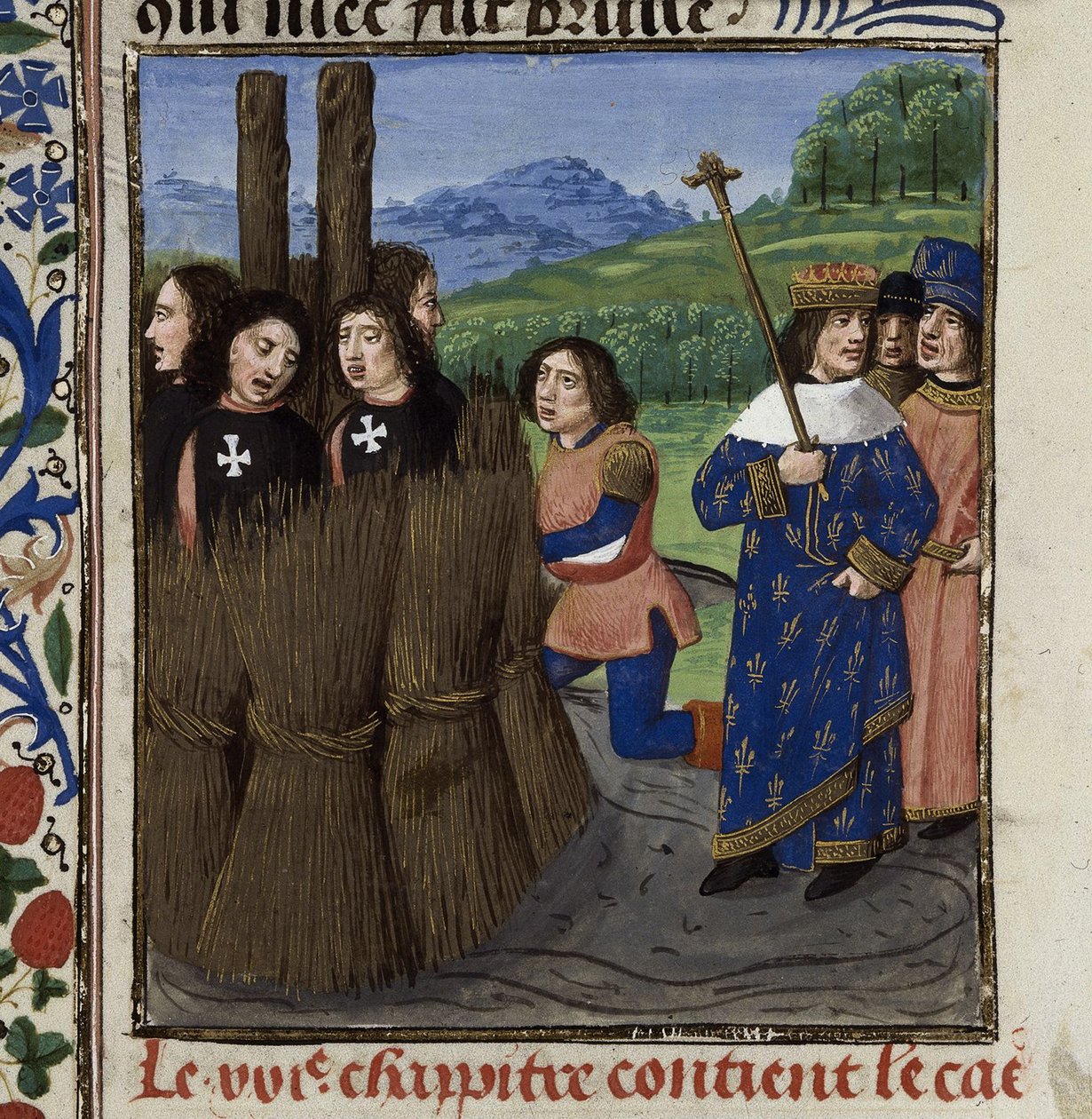 Tempelherrernes brænding Fra: De casibus virorum illustrium af Giovanni Boccaccio af Master of the White inscriptions