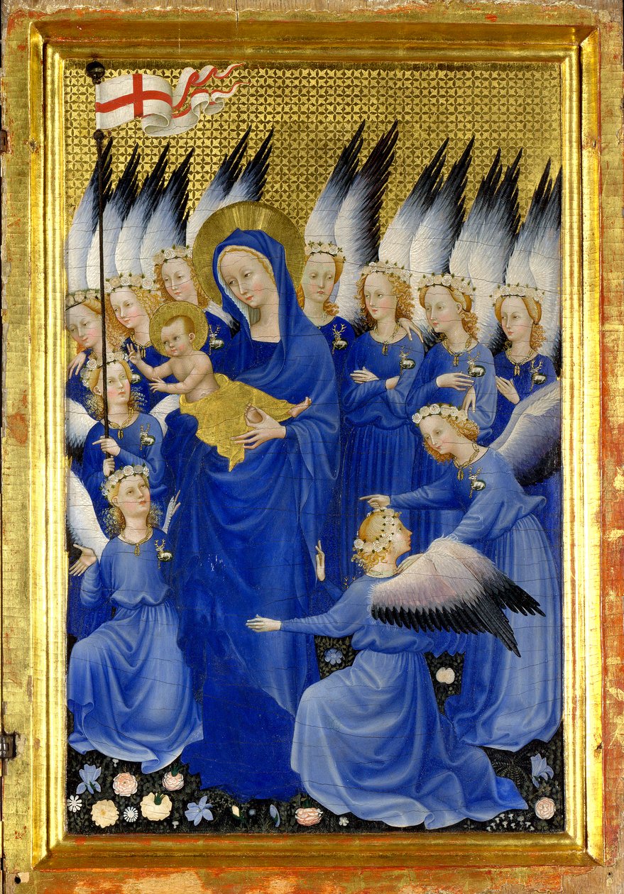 Jomfru og barn med engle (det højre indvendige panel af Wilton Diptykon) af Master of the Wilton Diptych