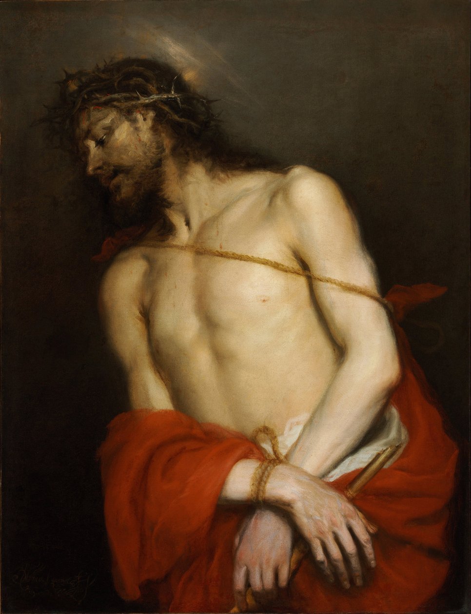 Kristus med røret, også kendt som Ecce Homo - Ecce Homo - Cerezo, Mateo, den yngre (1637-1666) - ca 1665 - Olie på lærred - 98x75 - Szepmuveszeti Muzeum, Budapest af Mateo Cerezo