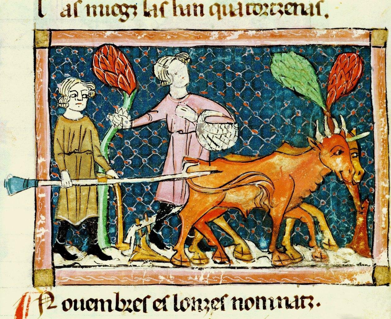 Fol.59r oktober: Pløjning af Matfre Ermengaut