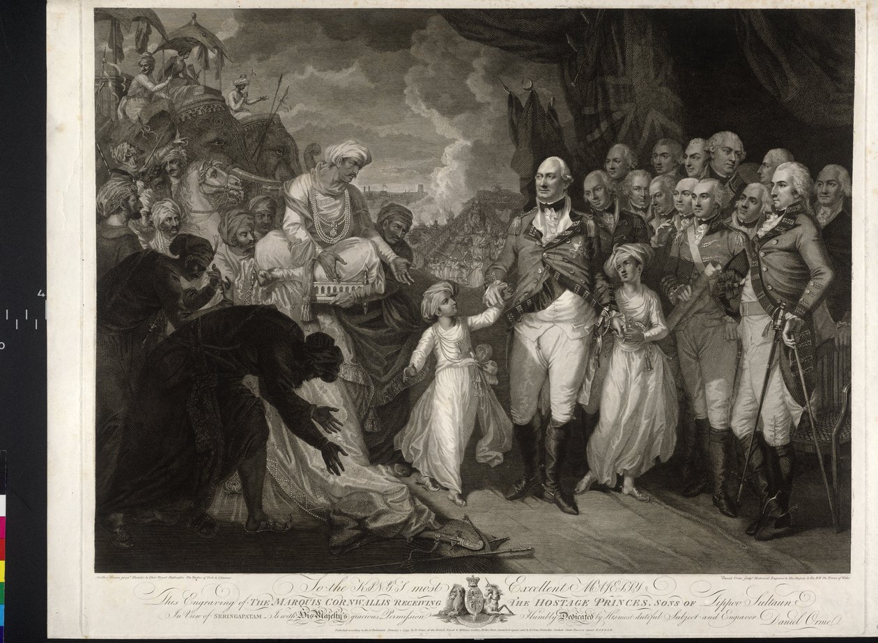 Maquris Cornwallis med de to indiske prinser af Mather Brown