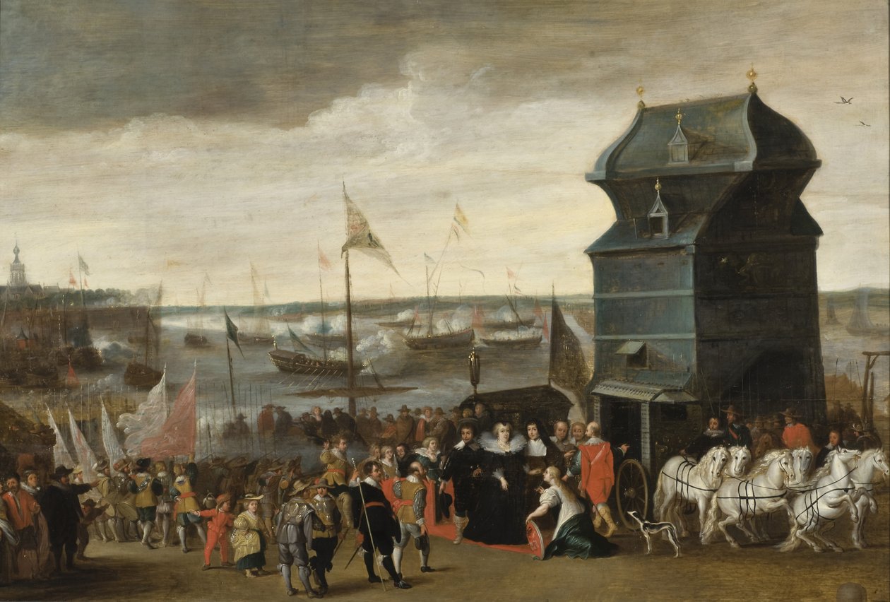 Dronning Marie de Medici går i land i Antwerpen, 1632 af Matheus Vroom