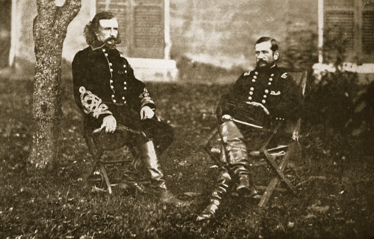 General George A. Custer og general Alfred Pleasonton, 1861-65 af Mathew B. Brady