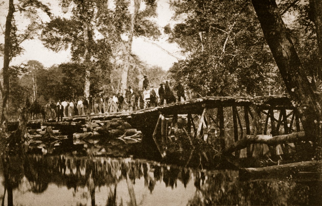 Grapevine Bridge over Chickahominy-floden, 1861-65 af Mathew B. Brady